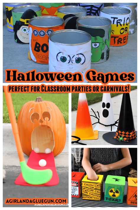 Halloween Paper Decorations, Easy Halloween Games, Halloween Carnival Games, Diy Carnival Games, Classroom Party Games, Diy Halloween Crafts, Carnival Games For Kids, Halloween Party Activities, Classroom Halloween Party