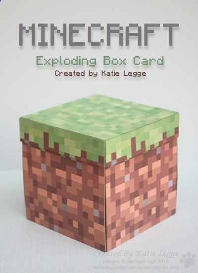 Minecraft Exploding Box Card by Katie Legge Exploding Box Diy, Minecraft Cards, Minecraft Box, Minecraft Birthday Card, Birthday Explosion Box, Minecraft Gifts, Box Cards Tutorial, Diy Greeting Card, Exploding Box Card