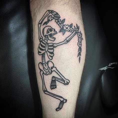 A frolicking skeleton, by Philippe Fernandez (via IG—philippefernandez) #traditional #blackwork #black #philippefernandez Around Arm Tattoo, Skeleton Tattoo, Skeleton Tattoos, Joker Tattoo, Tattoos For Lovers, Skeleton Hand Tattoo, Arm Tattoos For Women, Desenho Tattoo, Tattoo Outline