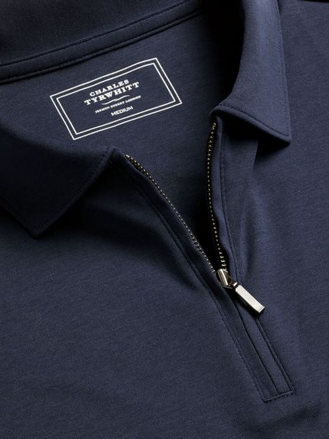 Make weekend dressing effortless with this zip neck cotton polo shirt from Charles Tyrwhitt. One of those tops that goes with just about anything, throw it on for fuss-free style on busy days. Zip Polo, Weekend Dresses, Cutaway Collar, Lightweight Blazer, Charles Tyrwhitt, Navy Man, Blue Polo Shirts, Face Lift, Blue Polo