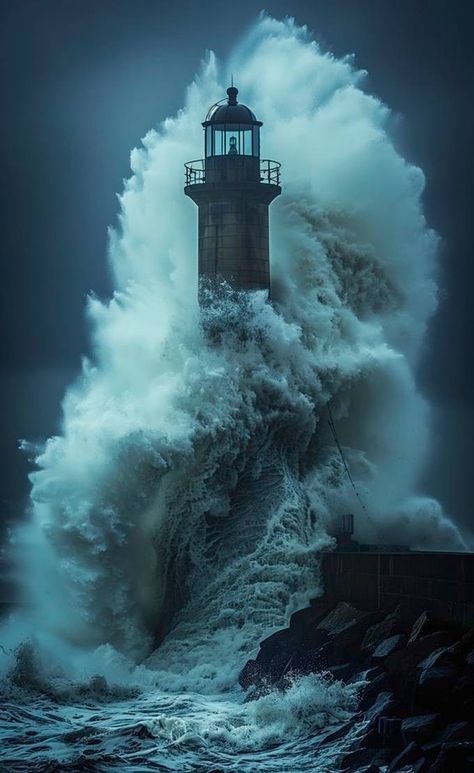 Sea Storm Photography, Lighthouse In Storm, Lighthouse In A Storm, Lighthouse Aesthetic, Lighthouse Storm, Storm Painting, Old Lighthouse, Storm At Sea, National Geographic Photography