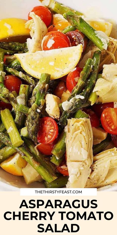 Marinated Asparagus, Asparagus Salad Recipe, Marinated Artichokes, Asparagus Recipes Oven, Best Asparagus Recipe, Grilled Asparagus Recipes, Asparagus Recipes Baked, Artichoke Salad, Cherry Tomato Salad