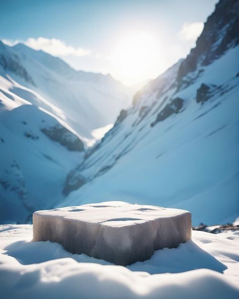 Photo empty ice podium for product sunny... | Premium Photo #Freepik #photo Digital Imaging Product, Product Design Poster, Ice Background, Background Mountain, Product Podium, Outdoor Background, Ice Mountain, Product Background, Sports Design Ideas