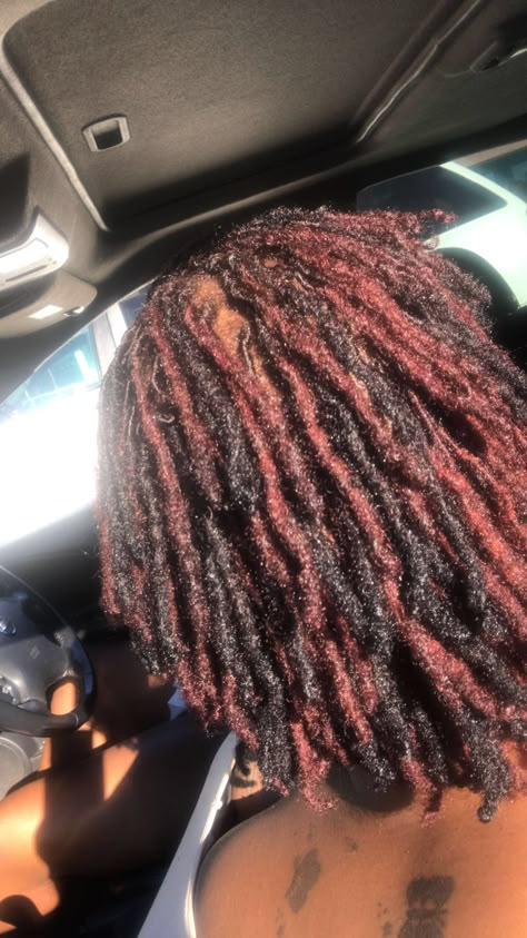 Red And Black Locs, Locs Highlights, Locs Ideas, Black Locs, Colored Locs, Dreadlocks Hair Care, Twa Hairstyles, Short Box Braids Hairstyles, Loc Hairstyles