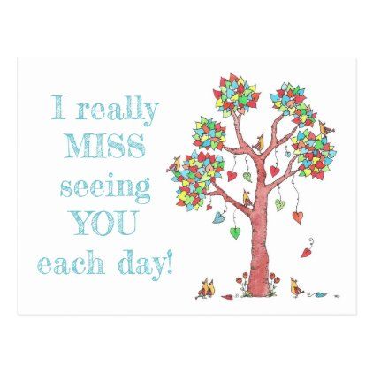 I miss seeing you Teacher card for Students Cute Whimsical Artwork, Miss You Cards, Teacher Cards, Teacher Notes, Beautiful Cards, Student Teacher, Little Birds, Post It Notes, Teacher Gift