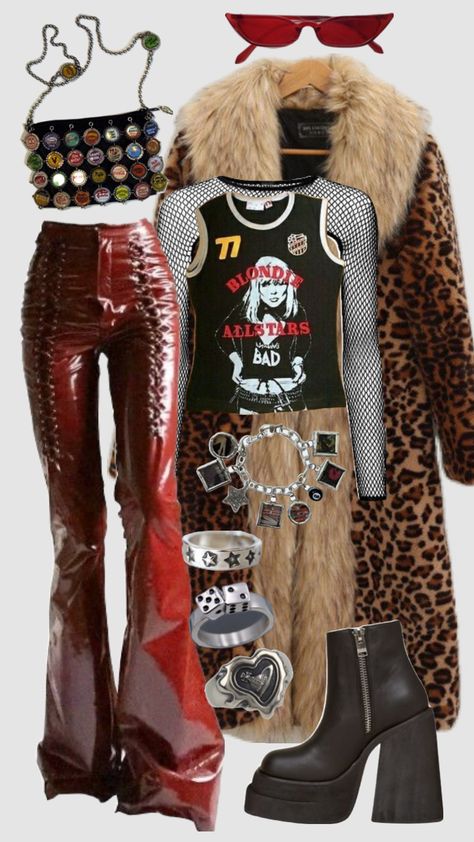 Edgy Grunge Outfits, Edgy Grunge, Leopard Coat, Rockstar Girlfriend, Rockstar Gf, Glam Rock, Lookbook Outfits, Grunge Outfits, So Cool