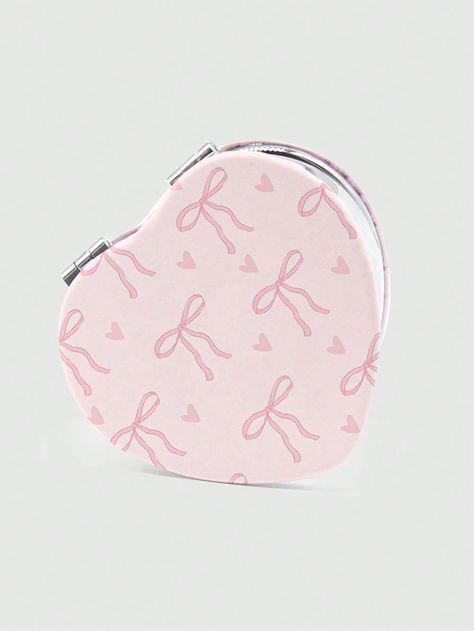 ROMWE Kawaii 1pc Pink Bowknot PU Heart Shaped Makeup Compact Mirror, Random PatternI discovered amazing products on SHEIN.com, come check them out! Heart Shaped Makeup, Romwe Kawaii, Cute Compact Mirror, Makeup Compact, Random Pattern, Compact Mirror, Amazing Products, Heart Shapes, Mirror