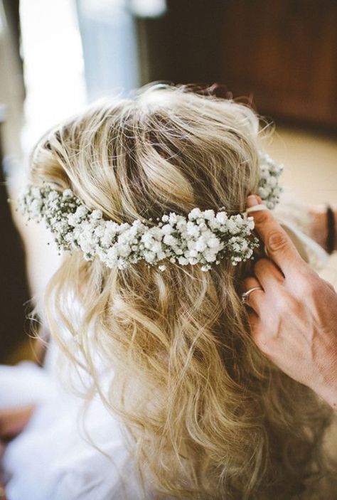 Medium Length Hair Up, Baby Breath Flower Crown, Wedding Hairstyles And Makeup, Beautiful Wedding Hair, Wedding Hairstyles Medium Length, Toddler Photography, Long Hair Updo, Wedding Hair Inspiration, Flower Crown Wedding