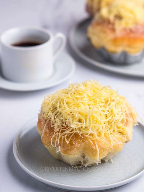 Super Soft Ensaymada Recipe - Riverten Kitchen Ensaymada Recipe, Spanish Bread, Brioche Bread, Filipino Desserts, Filipino Dishes, Grated Cheese, Filipino Recipes, Bread Rolls, Pork Belly