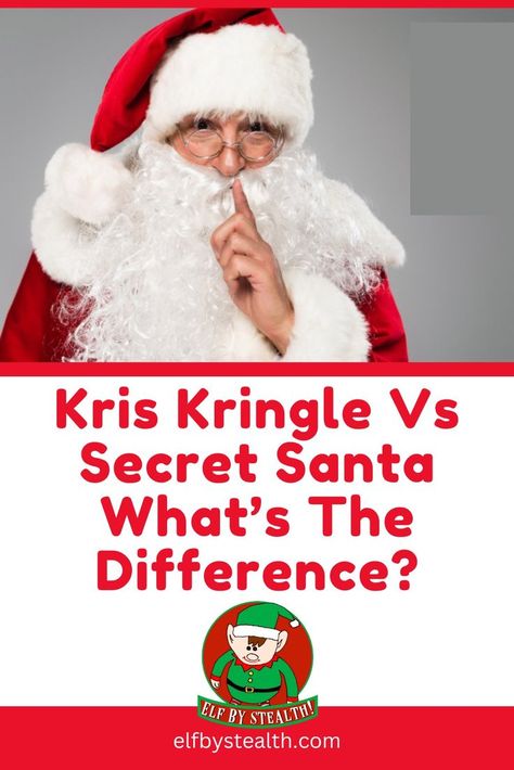 Kris Kringle Vs Secret Santa - What's The Difference? Christmas gift exchange games explained by Elf By Stealth. Vs Secret, Christmas Gift Exchange Games, Gift Exchange Games, Christmas Gift Exchange, Kris Kringle, Christmas Tradition, Santa's Elves, Christmas Pins, Christmas Memory