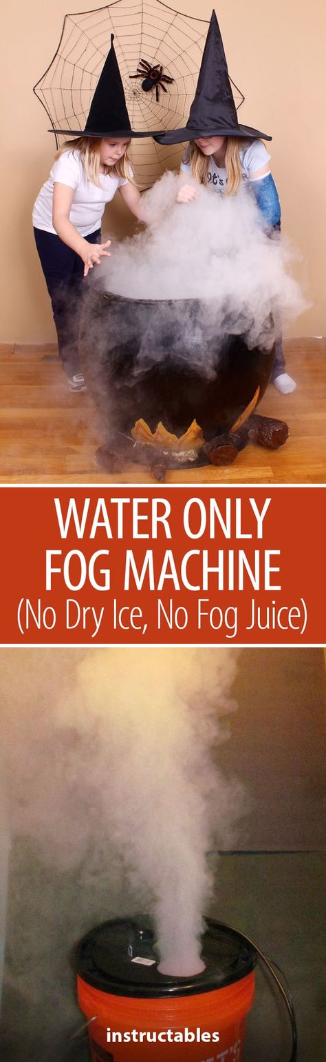 Make a fog machine that uses only water; no dry ice or fog juice required! Great for Halloween and theatrical decorations. #decor Diy Halloween Animatronics, Dry Ice Halloween, Halloween Maze, Scary Halloween Decorations Outdoor, Halloween Animatronics, Halloween Props Diy, Fog Machine, Dry Ice, Scary Halloween Decorations