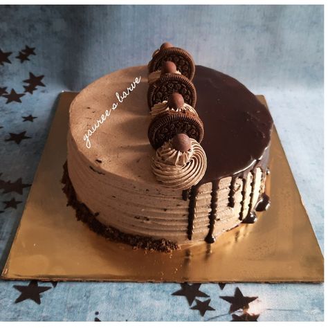 Simple Chocolate Cake Designs Birthday, Oreo Cake Designs, Chocolate Cake Design Ideas Simple, Cake For Husband Birthday, Diwali Cake, Cursed Cakes, Chocolate Oreo Cake, Sophisticated Nails, Chocolate Cake Designs