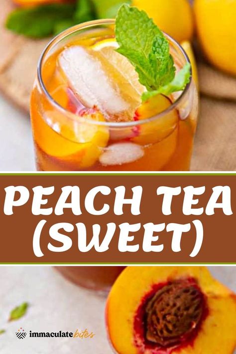 This Peach Tea combines the sweetness of peaches with the refreshment of a good iced tea. Not only that, if you make it at home, it is full of vitamins and antioxidants! And now, you can make it just as good, or even better, at home than you can buy at a fancy restaurant or the store. How To Make Peach Tea, Cracker Barrel Peach Tea Recipe, Peach Iced Tea Recipe, How To Make Peach Ice Tea, Peach Iced Tea Cocktail, Peach Iced Tea, Peach Tea Lemonade, Peach Tea Cocktail, Best Peach Iced Tea Recipe