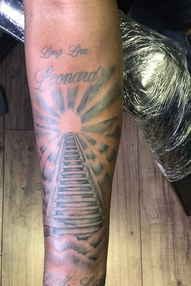 Heaven Forearm Tattoo, Book Tattoo, Stairway To Heaven, To Heaven, Forearm Tattoo, Polynesian Tattoo, Artist Studio, Tattoos