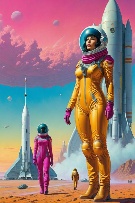 60s Futurism, Spacesuit Design, Retro Spaceship, Apocalypse Landscape, 80s Sci Fi, Rockabilly Art, Retro Sci Fi, Science Fiction Artwork, Dense Fog