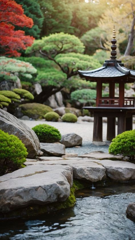 Explore stunning Japanese Garden design and landscape aesthetics in this inspiring blog post Discover plants for small spaces modern backyard layouts and beautiful design ideas Get inspired by the sleek and stylish modern Japanese Garden designs Japanese Backyard Ideas, Japanese Backyard, Japanese Gardens Design Ideas, Modern Japanese Garden, Beautiful Japanese Gardens, Japanese Garden Landscape, Backyard Layout, Japanese Garden Design, Modern Backyard