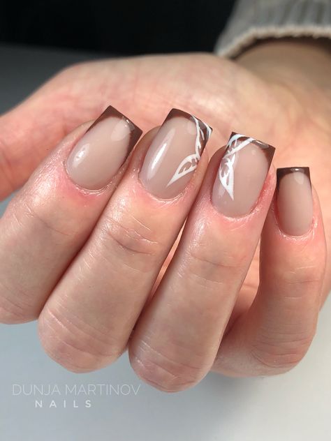 nails; butterfly nails; brown nails; french tip Brown Nails French Tip, Brown Nails French, Nails Butterfly, Nails Brown, Butterfly Nails, Nails French Tip, Nails French, Butterfly Nail, Brown Nails