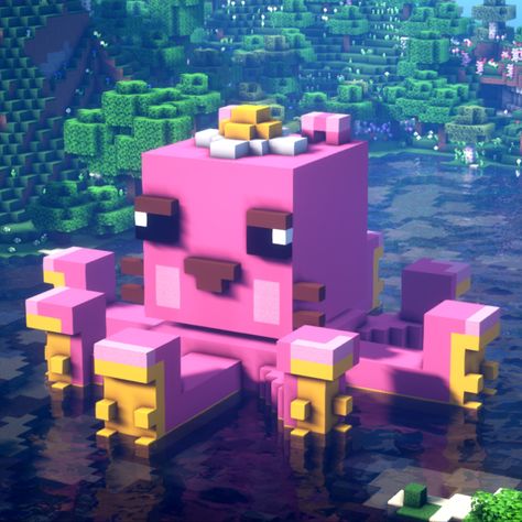 From TTCraft with love Rabbit Statue Minecraft, Minecraft Octopus Build, Minecraft Octopus, Minecraft Love Builds, Minecraft Alien, Sanrio Minecraft, Minecraft Valentines, Minecraft Building Guide, Case Minecraft