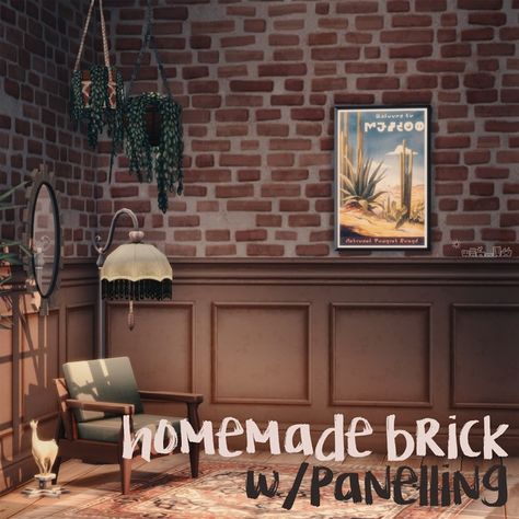 HOMEMADE BRICK WITH PANELLING | amoebae Die Sims 4, Sims 4 Clutter, Sims 4 Mm Cc, Sims 4 Expansions, Free Sims, Sims 4 House Design, Sims Building, Sims 4 Mm, The Sims 4 Download