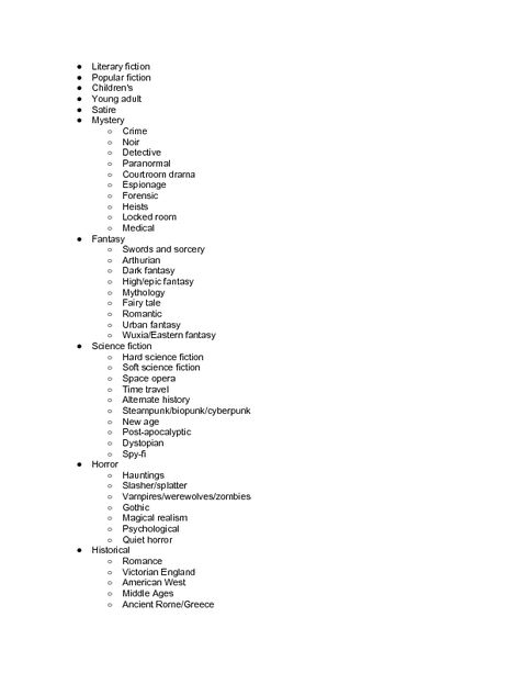 Novel Genre List - wikiHow Books Genre List, Story Genres List, Book Genres List, Writing Drafts, Genre Anchor Charts, Writing Inspiration Characters, Genre Activities, Novel Structure, Plot Ideas