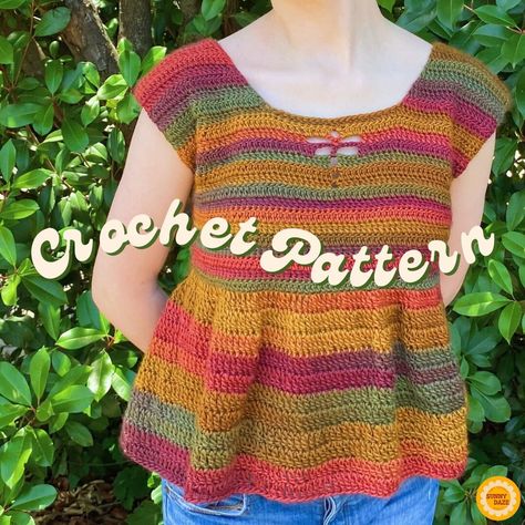 THIS IS A LISTING OF A PDF PATTERN NOT A PHYSICAL TOP** Whismy Top pattern! The perfect top for all year round. A sweet design that works up so quickly. Once you make one you will want to make 3 more! The PDF features helpful pictures + diagrams. The pattern perfect for a confident beginner to intermediate crocheter. The pattern is made to measure so it can be made for any size! You can also use different weights of yarn. Materials: US 5mm crochet hook 300-1000 yards of 4 medium weight yarn Tape Crochet Box Top Pattern Free, Xl Crochet Top Pattern, Floral Crochet Top Pattern, Crochet Boat Neck Top, Gen Z Crochet Patterns, Crochet T-shirt, Crochet Tops For Big Bust, Quirky Crochet Patterns, Whimsical Crochet Patterns