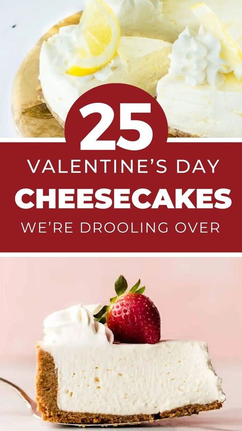 Valentine's Day Cheesecakes that are so fun and decadent! Perfect for date night romance! Valentine's Day | Valentine's Day Ideas | Romantic Desserts | Date Night Desserts | Cheesecake recipes Date Night Desserts, No Bake Cheesecakes, Best No Bake Cheesecake, Night Romance, Desserts Cheesecake, Valentines Recipes Desserts, Romantic Desserts, Vegan Baking Recipes, Baked Cheesecake Recipe