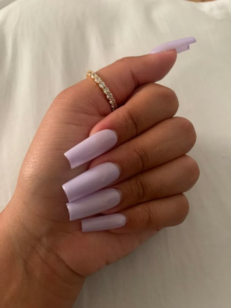 Drippy Nails, Solid Color Acrylic Nails, Light Purple Nails, Nail Designs Ideas, Lilac Nails, Purple Acrylic Nails, Tapered Square Nails, Square Nail, Square Nail Designs