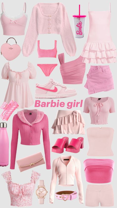 #barbie#pink#aesthetic Barbie Aesthetic Outfit Ideas, Barbie Inspo Outfits, Barbie Aesthetic Outfit, Barbie Pink Aesthetic, Barbie Outfit Ideas, Barbiecore Outfit, Barbiecore Aesthetic, Aesthetic Shuffles, Barbie Aesthetic