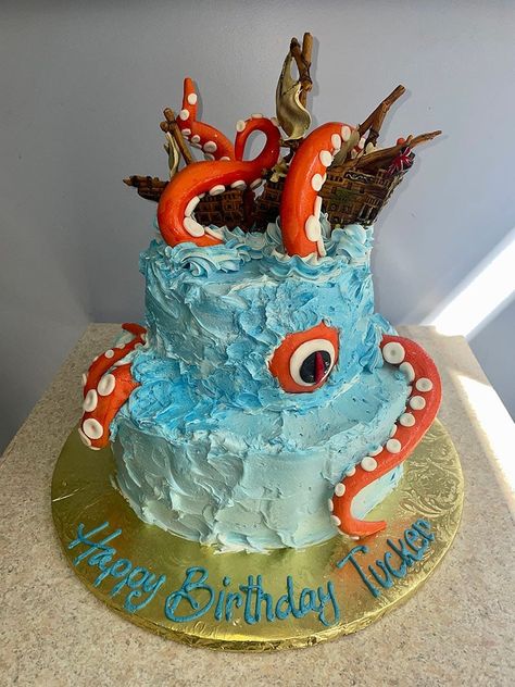 Specialty Cakes for Every Occasion | The Cake Gallery in Bristol, RI Siren Head Cake Ideas, Shipwreck Cake, Flounder Cake, Kraken Cake, Pirate Valentines, Treasure Chest Cake, Pirate Ship Cake, Pirate Cakes, Bristol Ri