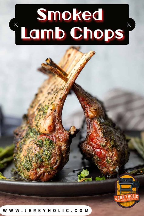 Smoked Lamb Chops Smoked Lamb Ribs, Smoked Lamb Chops, Smoked Rack Of Lamb, Lollipop Lamb Chops, Oven Jerky, Making Beef Jerky, Smoked Dishes, Lamb Lollipops, Lamb Marinade