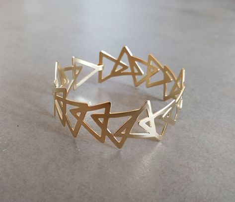 Triangle Bracelet, Tube Bead Bracelet, Delicate Gold Bracelet, Bridesmaid Bracelet Gift, Cuff Bracelet Gold, Triangle Jewelry, Gold Bracelet Simple, Gold Collar Necklace, Geometric Bracelet