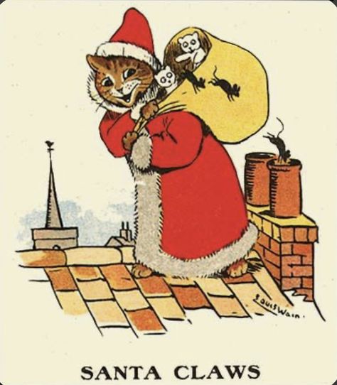 Louis Wain Cats, Louis Wain, Santa Claws, Cats Cradle, Cats Artists, Cat Artwork, Santa Clause, Cats Illustration, Noel Christmas