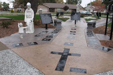 St. Andrew Rosary Garden in Tipton | The Catholic Missourian Rosary Garden, Corporal Works Of Mercy, Virginia Johnson, Works Of Mercy, Outdoors Ideas, Images Of Mary, St Andrew, Praying The Rosary, Stone Engraving