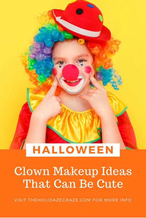 Cute And Easy Clown Makeup, Easy Kid Clown Makeup, Clown Makeup Kids Cute, Clown Make Up Woman, Clown Makeup Boys For Kids, Clown Faces Makeup, Clown Makeup Easy Simple, Basic Clown Makeup Easy, Easy Clown Makeup Cute