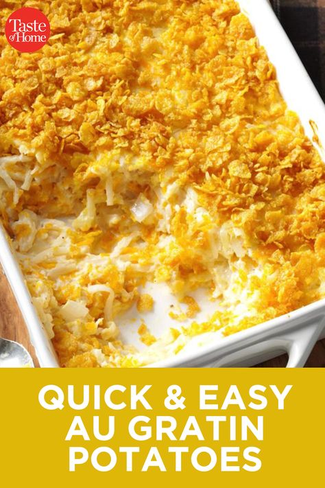 Au Gratin Hashbrown Potatoes, Quick And Easy Au Gratin Potatoes, Potato Recipes With Hashbrowns, Potato Augratin Easy, Potatoes Au Gratin Easy Quick, Quick Au Gratin Potatoes, Potato Soup Easy Quick, Easy Au Gratin Potatoes, Easy Hash Brown Casserole