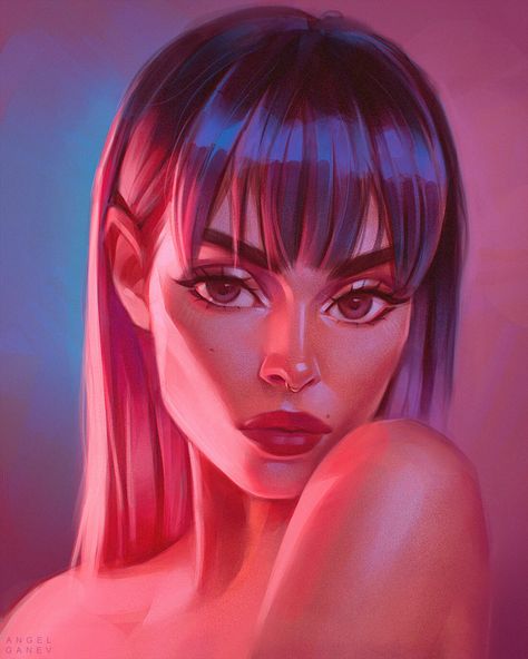 Angel Ganev, Digital Painting Portrait, Painting Courses, Digital Portrait Art, Arte Sketchbook, Digital Painting Tutorials, Artwork Images, Angel Art, Portrait Illustration