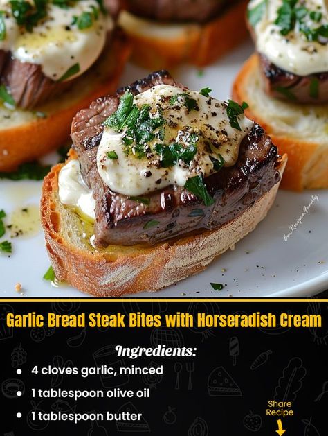 Garlic Bread Steak Bites With Horseradish Cream Sauce, Steak With Horseradish Sauce, Garlic Bread Steak Bites, Steak Sirloin, Horseradish Cream Sauce, Breaded Steak, February Quotes, Cube Steak Recipes, Beef Steak Recipes