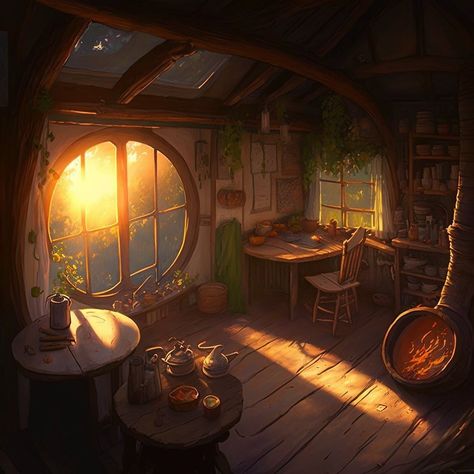 Fairytale Cabin Interior, Fantasy House Inside, Treehouse Inside, Fairy Tail House, Fairy Cabin, Fantasy House Interior, Faerie House, Dnd Room, Whimsical Room