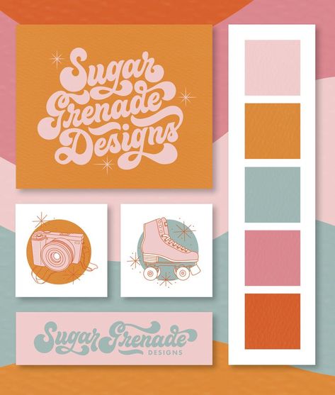 Groovy Business Logo, Logo Design Inspiration Color, Retro Brand Color Palette, Groovy Colors Palette, Groovy Color Pallete, Groovy Color Scheme, Groovy Logo Ideas, Retro Groovy Color Palette, Groovy Colour Palette