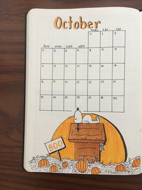 October Bujo Calendar, Bulett Journal Ideas October, October Bulett Journal Ideas, October Journal Ideas Aesthetic, October Bujo Ideas, Snoopy Bullet Journal, October Planner Ideas, October Journal Page, October Bullet Journal Calendar