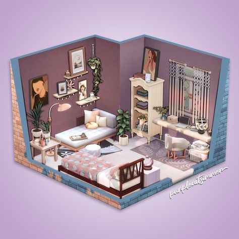 Sims 4 Interior Design Ideas Bedroom, Sims 4 Teenage Bedroom No Cc, Bedroom Ideas Sims 4 No Cc, Sims Rooms Ideas No Cc, Sims 4 Girly Bedroom, Sims Bedroom Ideas No Cc, Sims 4 Room No Cc, Sims 4 Bedroom Decor, Sims 4 Ideas No Cc