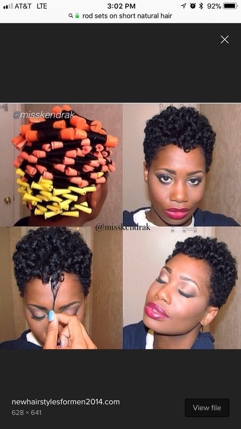 Rodset Curls On Short Natural Hair, Natural Hair Perm Rods, Short Locks, Natural Haircuts, Pixie Cut Short, Roller Sets, Curly Cuts, Short Natural Hair, Natural Hair Transitioning