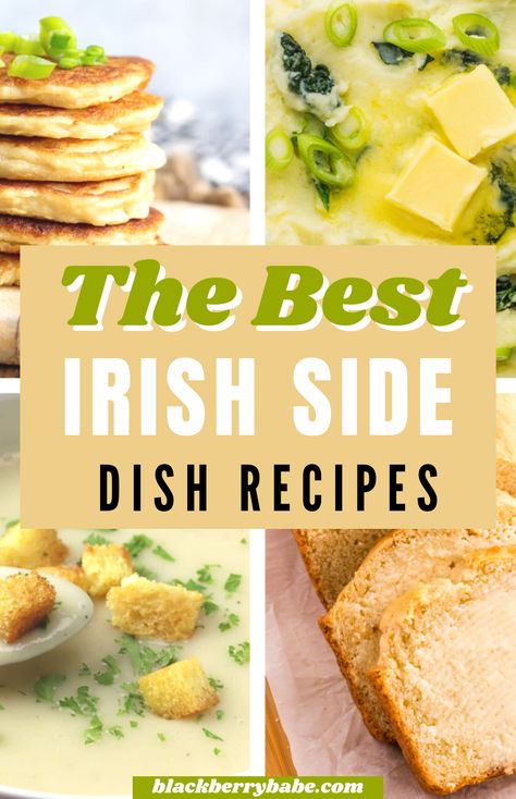 a collage of photos of Irish side dish recipes Irish Carrot Recipes, Irish Veggie Sides, Irish Sides Recipes, Irish Food Recipes Easy, St Patricks Side Dishes, Irish Side Dishes Vegetables, Popular Irish Dishes, St Patrick Day Side Dishes, Traditional Irish Side Dishes