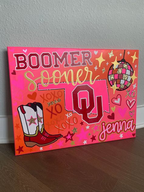 Ou Painting, College Dorm Paintings Canvas Art, College Dorm Paintings, College Paintings, Dorm Canvas Art, College Canvas Art, Dorm Room Paintings, Dorm Canvas, College Dorm Art