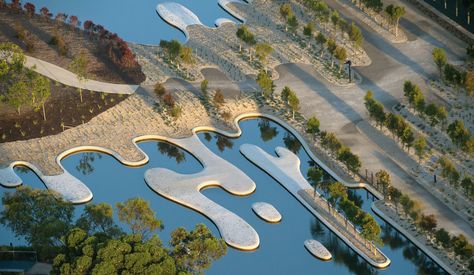 Designed in collaboration with Paul Thompson, Perry Lethlean's Australian garden at the Royal Botanic Gardens in Cranbourne, Australia, allows visitors to explore the country's indigenous plant species World Architecture Festival, Australian Garden, Landscape And Urbanism, Landscape Architecture Design, Cool Landscapes, Modern Landscaping, Landscape Projects, Contemporary Landscape, Urban Planning