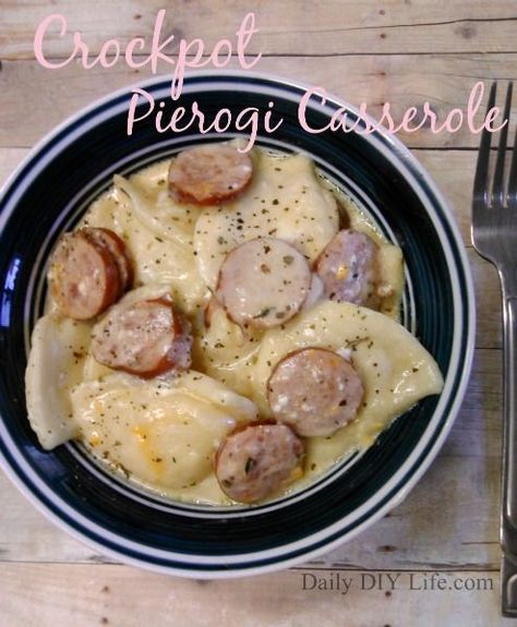 Crockpot Pierogi Casserole with Kielbasa - Amber's review - made on 10/21/2015 - super easy to make, really good meal if you want some comfort food. Makes a ton! Crockpot Pierogi Casserole, Pierogi Casserole With Kielbasa, Pierogi Casserole, Crockpot Dishes, Kielbasa, Crock Pot Slow Cooker, Crock Pot Cooking, Sausage Recipes, Marinara