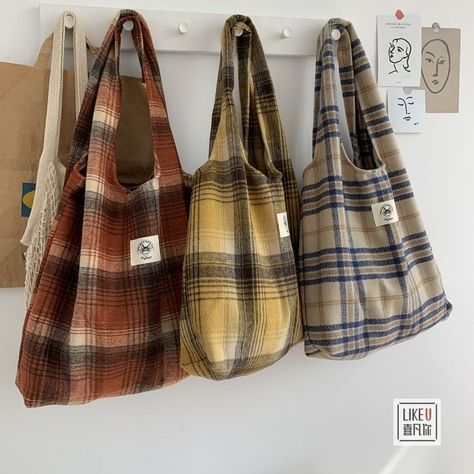 Plaid Tote Bag Product Information Material: 100% Mixed Fibre Color: Yellow One Size: Width: 44cm, Total Height: 60cm There may be a 2cm - 4cm variance in product size Tot Bag, Plaid Tote Bag, Kawaii Bags, Plaid Tote, Patchwork Bags, Cloth Bag, Fabric Bags, Bag Women, Diy Bag