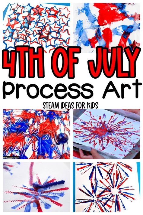 Fourth Of July Art Projects For Toddlers, 4th Of July Toddler Crafts Hand Prints, 4th Of July Process Art Preschool, Firework Process Art, Fourth Of July Painting For Kids, 4th Of July Preschool Art, Fourth Of July Art Preschool, Fourth Of July Art Projects For Kids, Fourth Of July Crafts For Kids Preschool