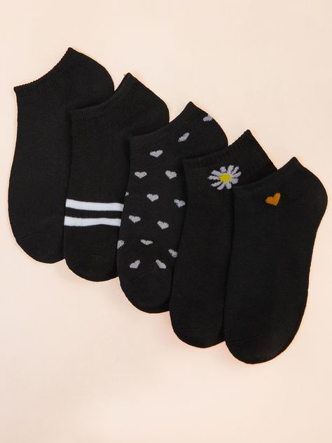 5pairs Heart Pattern Socks Adidas Socks, Socks Ankle, Mesh Socks, Ankle Sock, Ankle Socks Women, Pattern Socks, Women Socks, Cute Socks, Patterned Socks