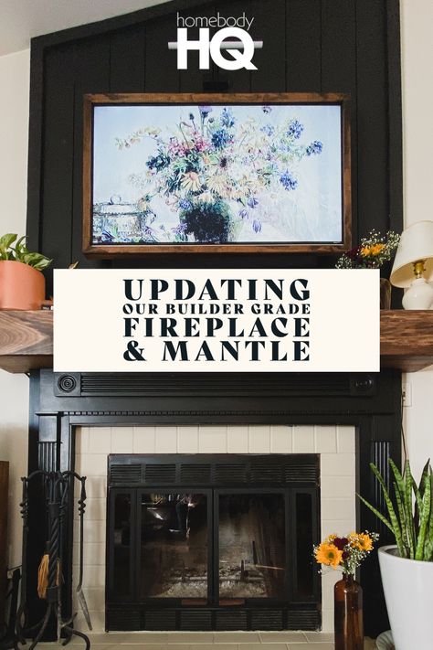 How To Update Fireplace Mantel, 50s Fireplace Makeover, 90s Gas Fireplace Makeover, Update Builder Grade Fireplace, Upgrade Builder Grade Fireplace, Replace Mantle, Gas Fireplace Update, Builder Grade Fireplace Makeover, 90s Fireplace Makeover